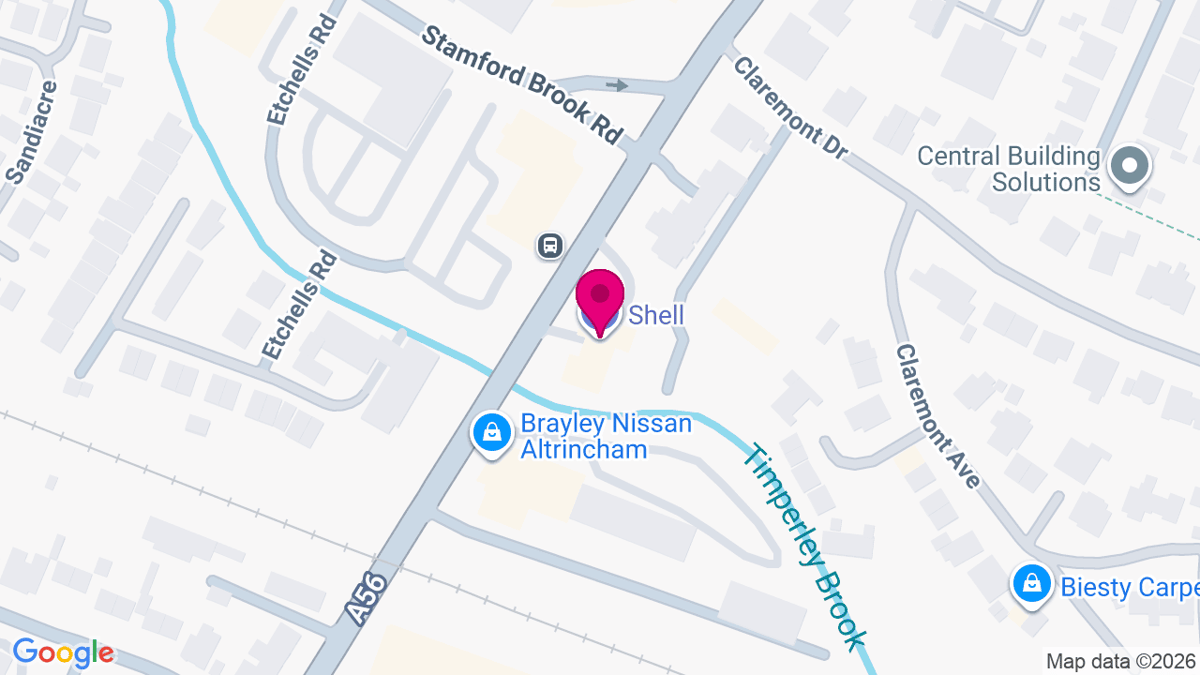 Map of digital billboard locations in Altrincham