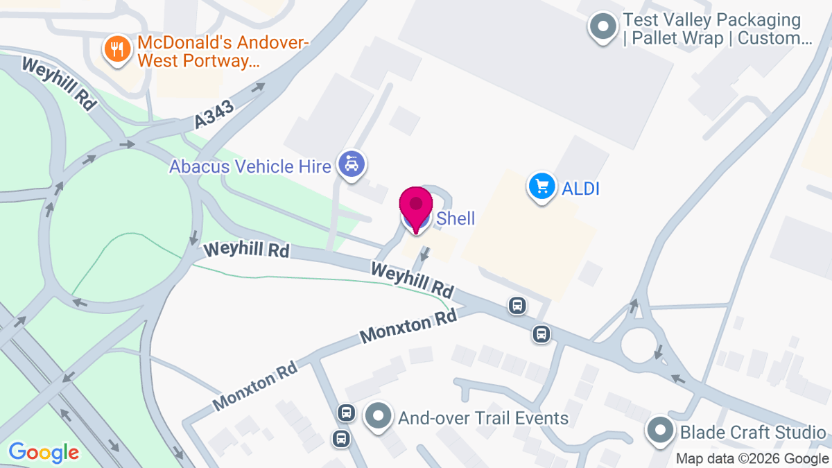 Map of digital billboard locations in Andover