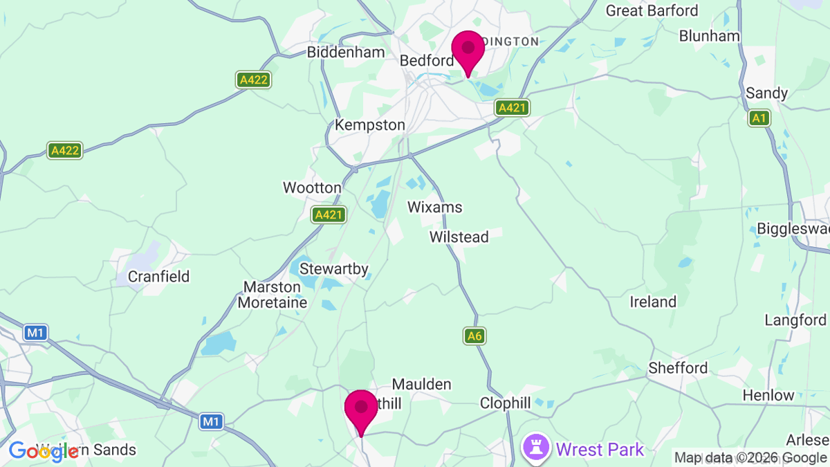 Map of digital billboard locations in Bedford