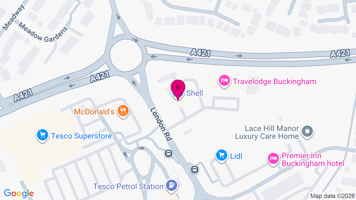 Map of digital billboard locations in Buckingham