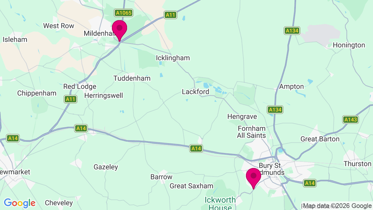Map of digital billboard locations in Bury St Edmunds