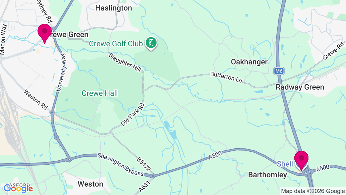 Map of digital billboard locations in Crewe