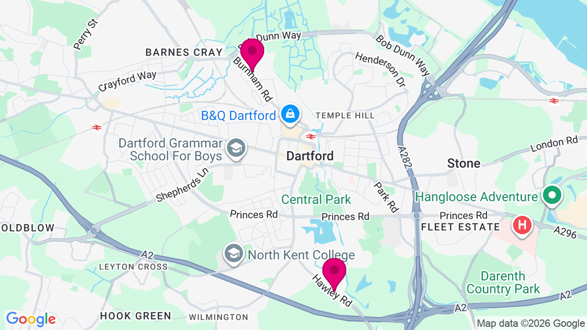 Map of digital billboard locations in Dartford