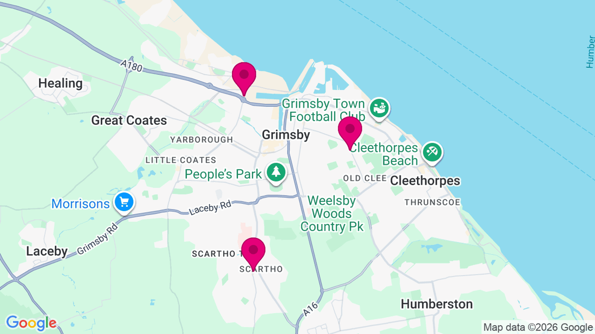 Map of digital billboard locations in Grimsby
