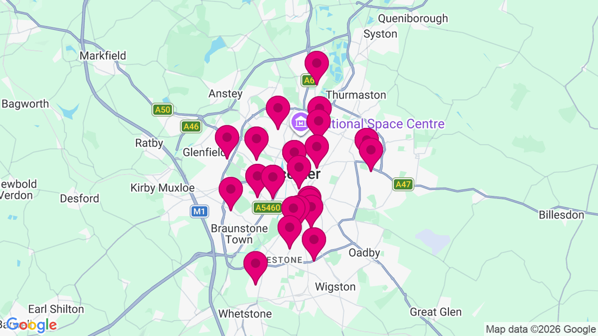 Map of digital billboard locations in Leicester