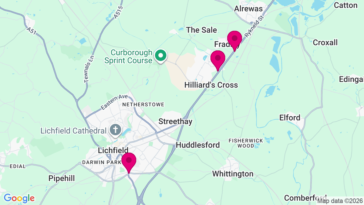 Map of digital billboard locations in Lichfield
