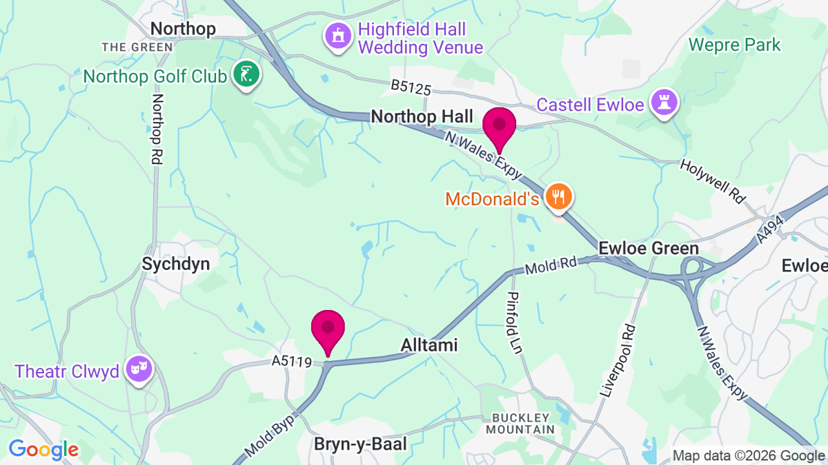 Map of digital billboard locations in Mold
