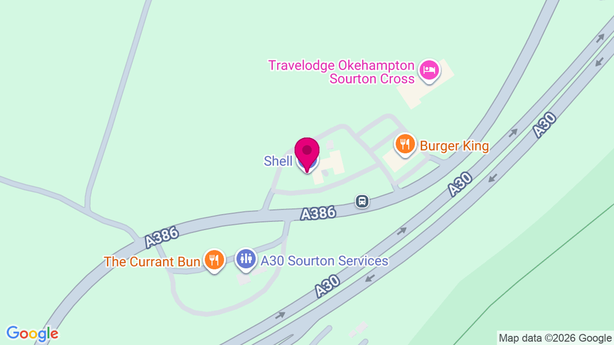 Map of digital billboard locations in Okehampton