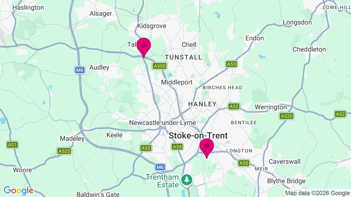 Map of digital billboard locations in Stoke-on-Trent