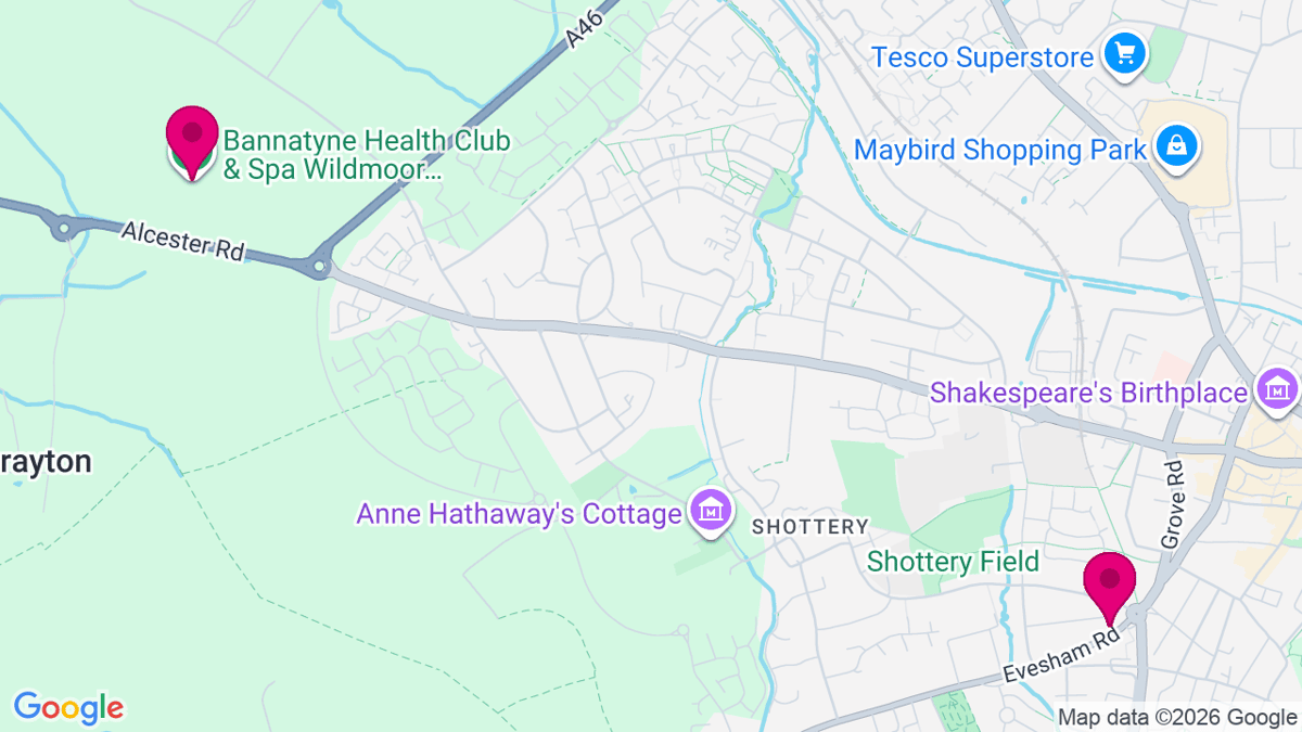 Map of digital billboard locations in Stratford-upon-Avon