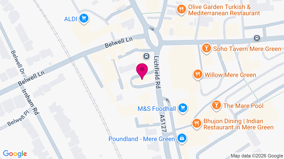 Map of digital billboard locations in Sutton Coldfield