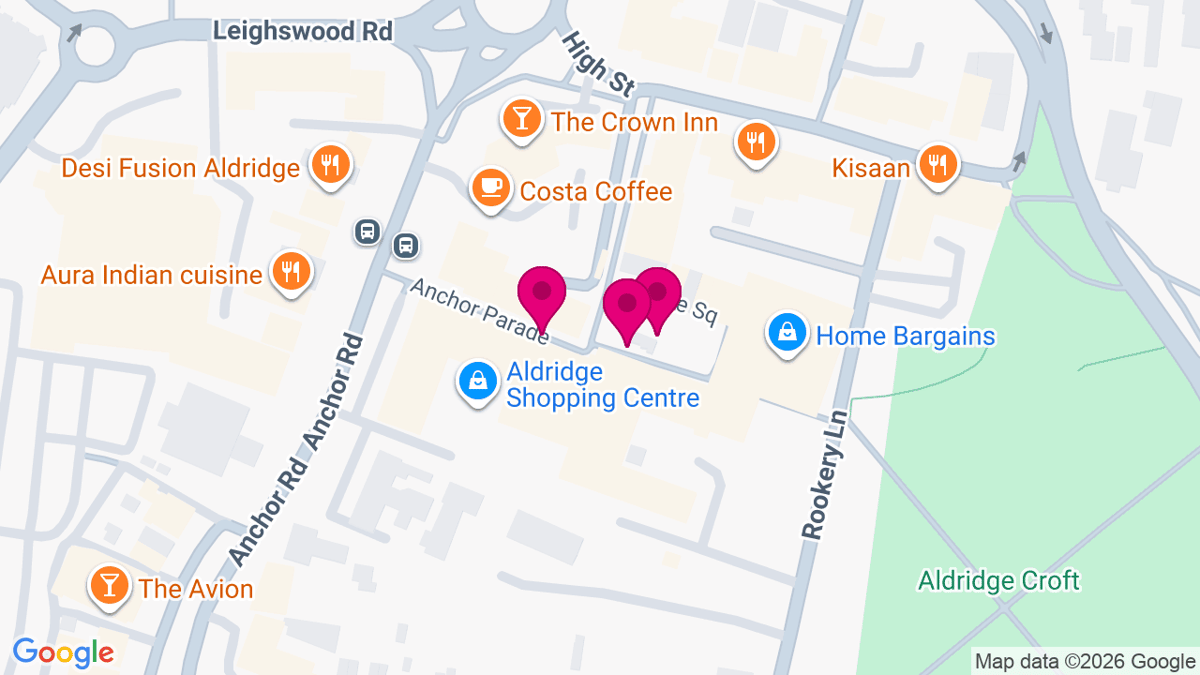 Map of digital billboard locations in Walsall